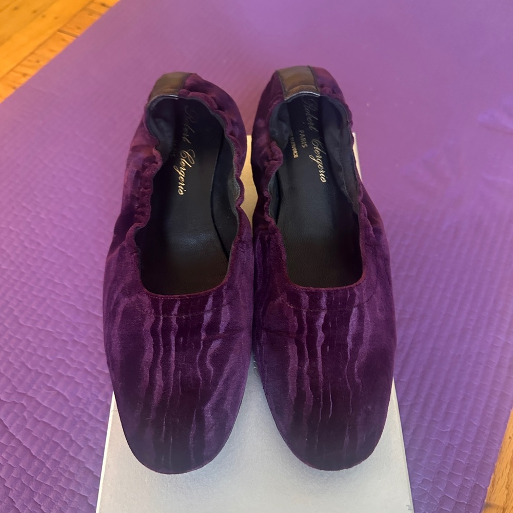 Robert Clergerie Purple Velvet Flats